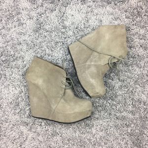 Suede lace-up wedges